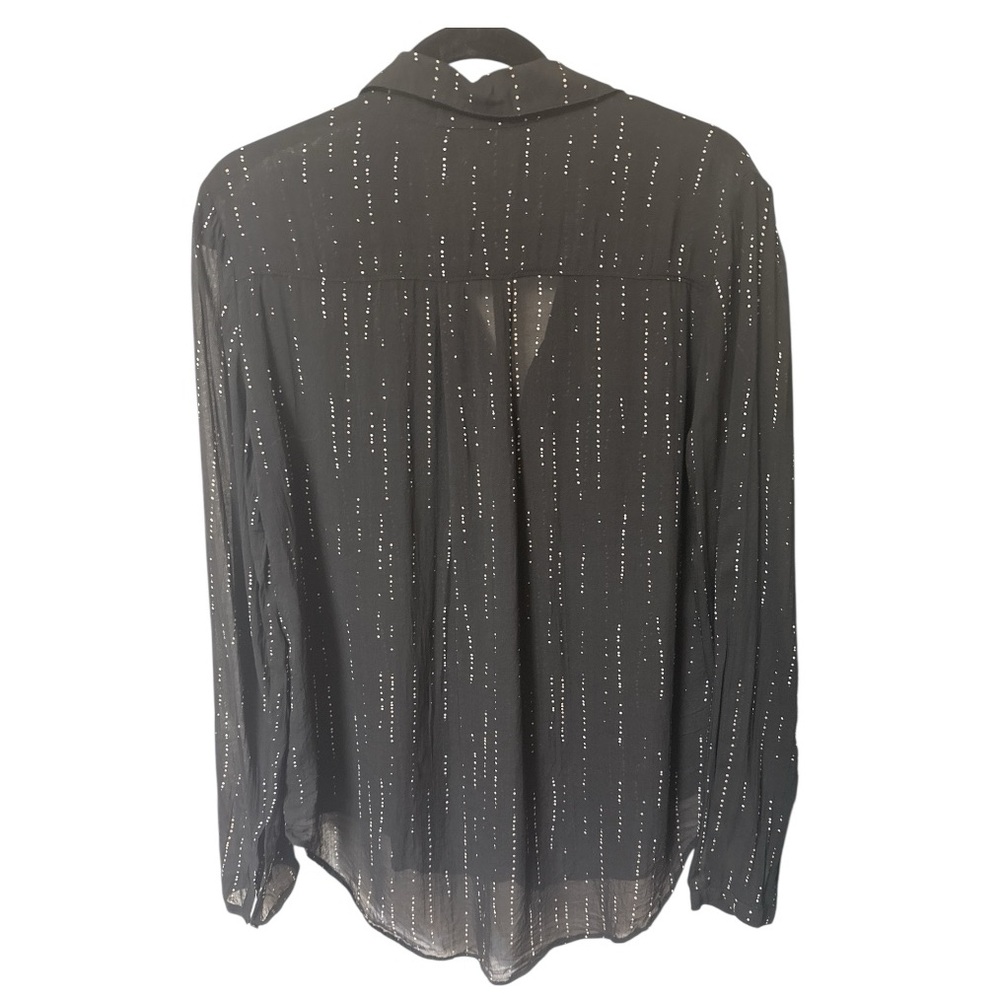 Cloth & Stone Polka Dot Button Down Top Black/White Lightweight Semi Sheer Small - Picture 2 of 5